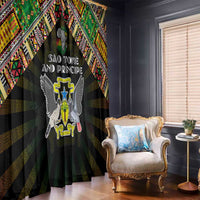 Sao Tome and Principe Roots Window Curtain African Map in Fingerprint and Tribal Colors