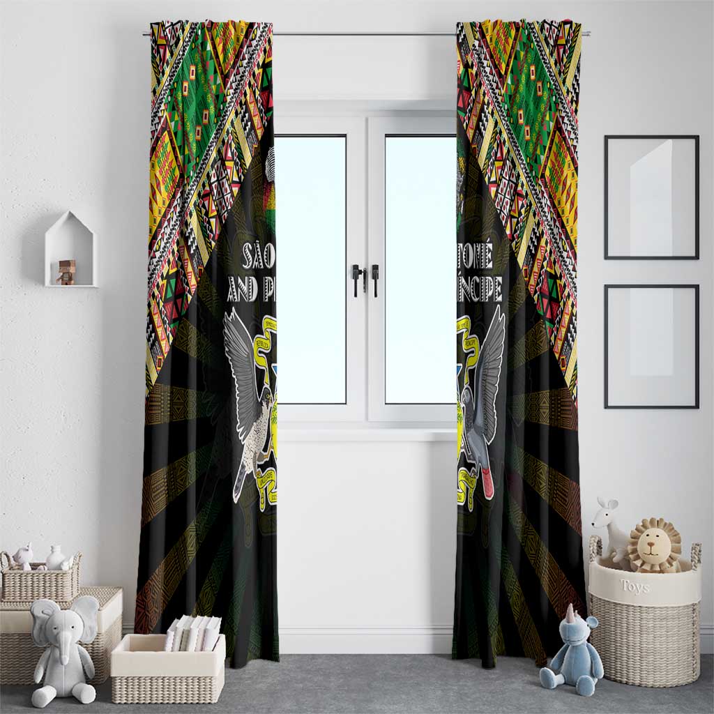 Sao Tome and Principe Roots Window Curtain African Map in Fingerprint and Tribal Colors