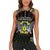 Personalized Sao Tome and Principe Roots Women Sleeveless Polo Shirt African Map in Fingerprint and Tribal Colors