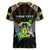 Personalized Sao Tome and Principe Roots Women V-Neck T-Shirt African Map in Fingerprint and Tribal Colors