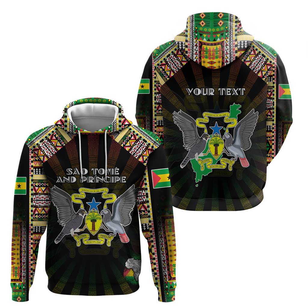 Personalized Sao Tome and Principe Roots Zip Hoodie African Map in Fingerprint and Tribal Colors