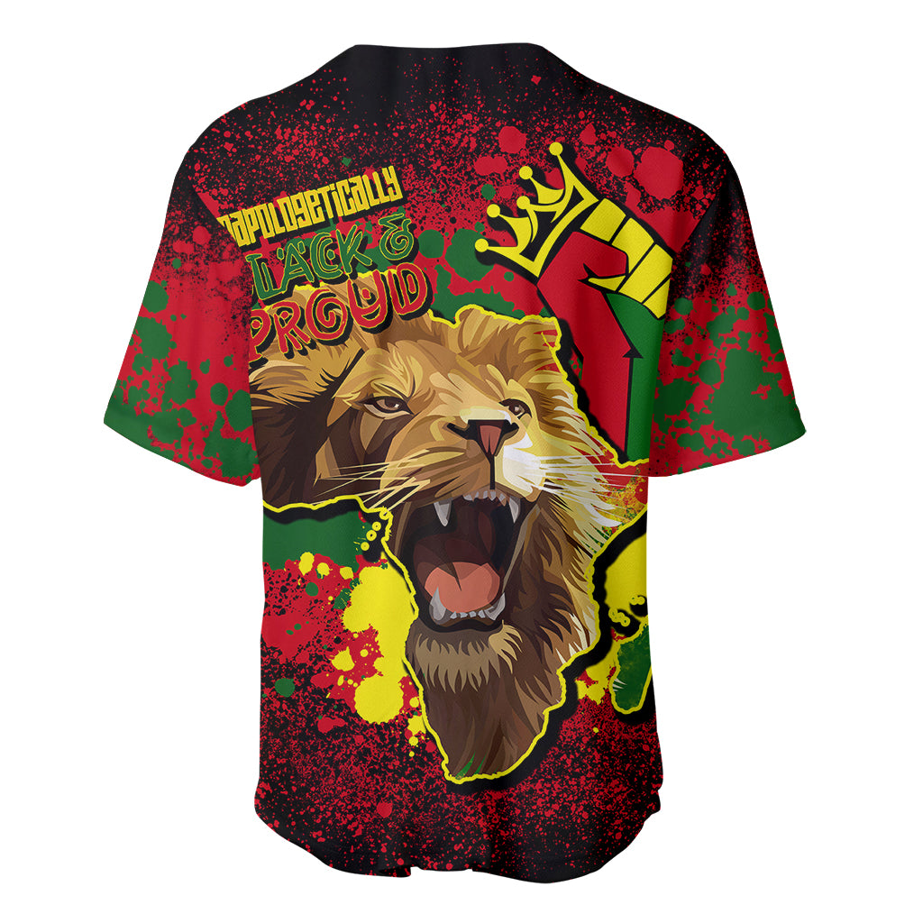 Unapologetically Black and Proud Baseball Jersey Africa Map with Lion - Wonder Print Shop