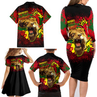 Unapologetically Black and Proud Family Matching Long Sleeve Bodycon Dress and Hawaiian Shirt Africa Map with Lion - Wonder Print Shop