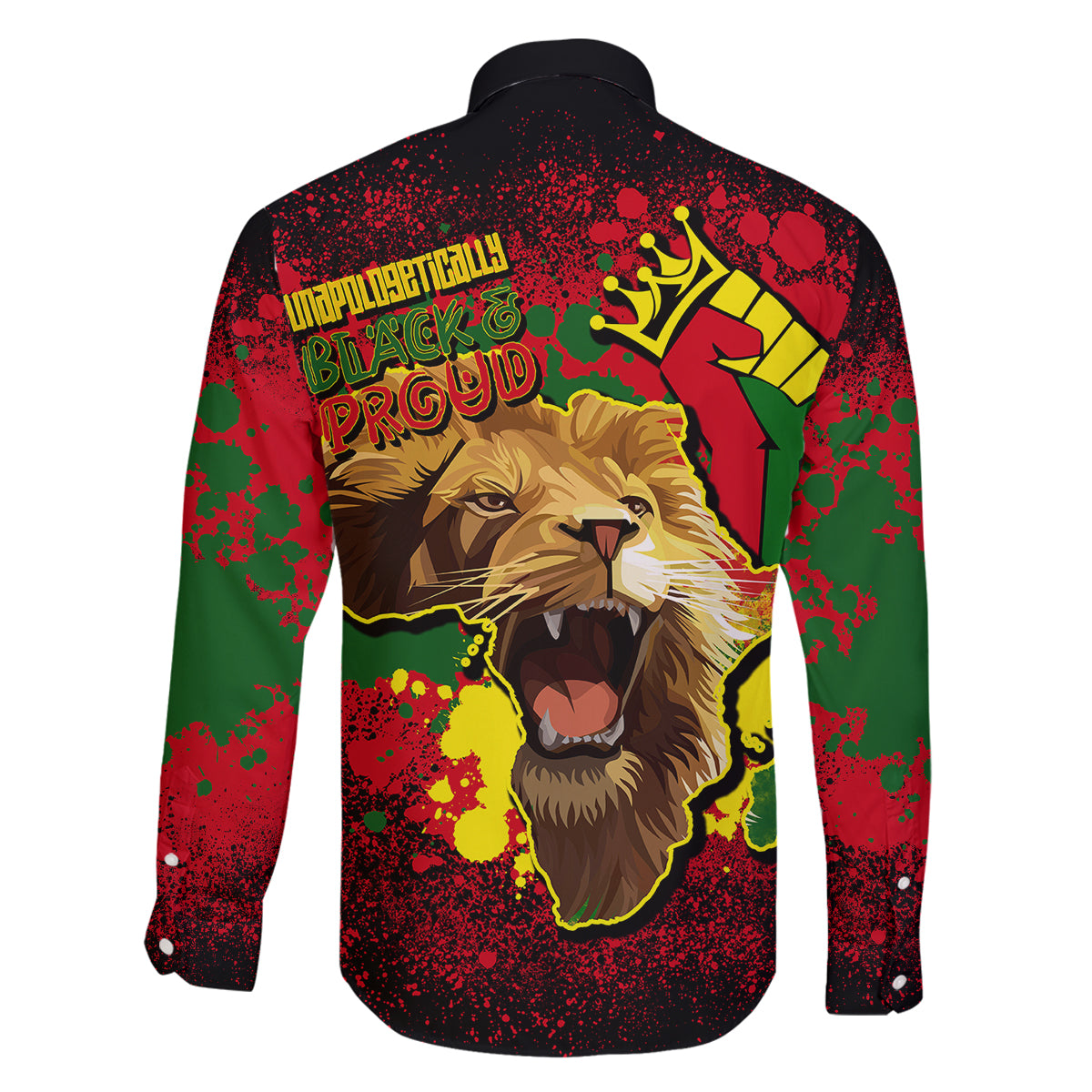 Unapologetically Black and Proud Family Matching Long Sleeve Bodycon Dress and Hawaiian Shirt Africa Map with Lion - Wonder Print Shop