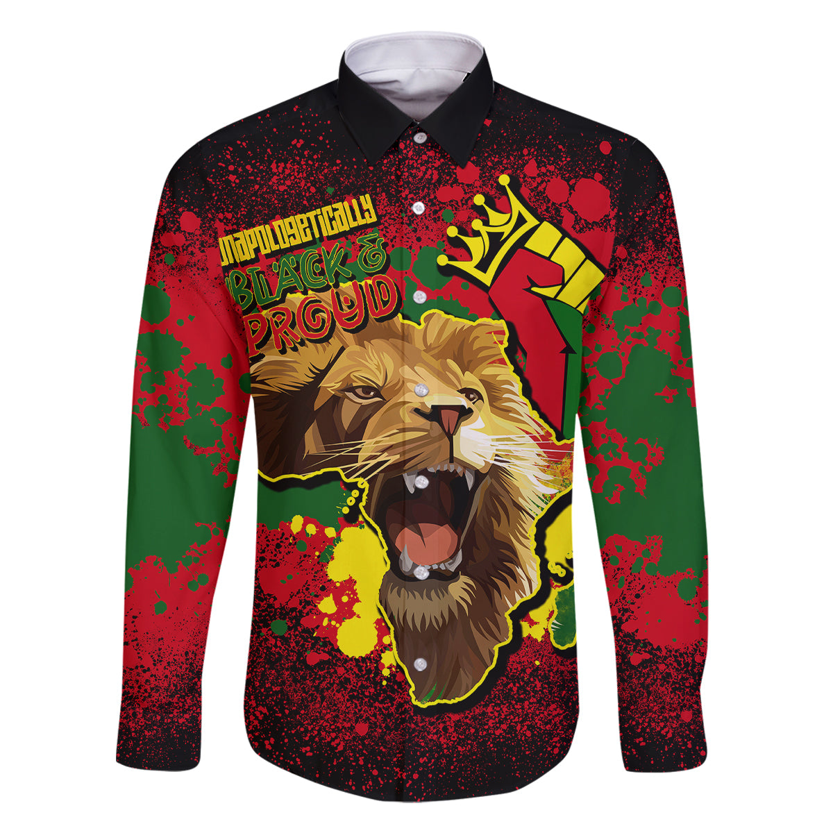 Unapologetically Black and Proud Family Matching Mermaid Dress and Hawaiian Shirt Africa Map with Lion - Wonder Print Shop