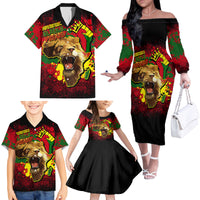 Unapologetically Black and Proud Family Matching Off Shoulder Long Sleeve Dress and Hawaiian Shirt Africa Map with Lion - Wonder Print Shop