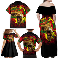Unapologetically Black and Proud Family Matching Off Shoulder Maxi Dress and Hawaiian Shirt Africa Map with Lion - Wonder Print Shop