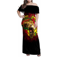 Unapologetically Black and Proud Family Matching Off Shoulder Maxi Dress and Hawaiian Shirt Africa Map with Lion - Wonder Print Shop
