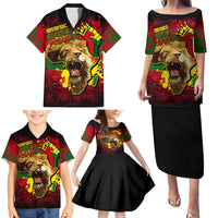 Unapologetically Black and Proud Family Matching Puletasi Dress and Hawaiian Shirt Africa Map with Lion - Wonder Print Shop