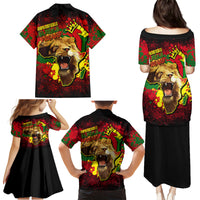 Unapologetically Black and Proud Family Matching Puletasi Dress and Hawaiian Shirt Africa Map with Lion - Wonder Print Shop