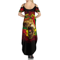 Unapologetically Black and Proud Family Matching Summer Maxi Dress and Hawaiian Shirt Africa Map with Lion - Wonder Print Shop