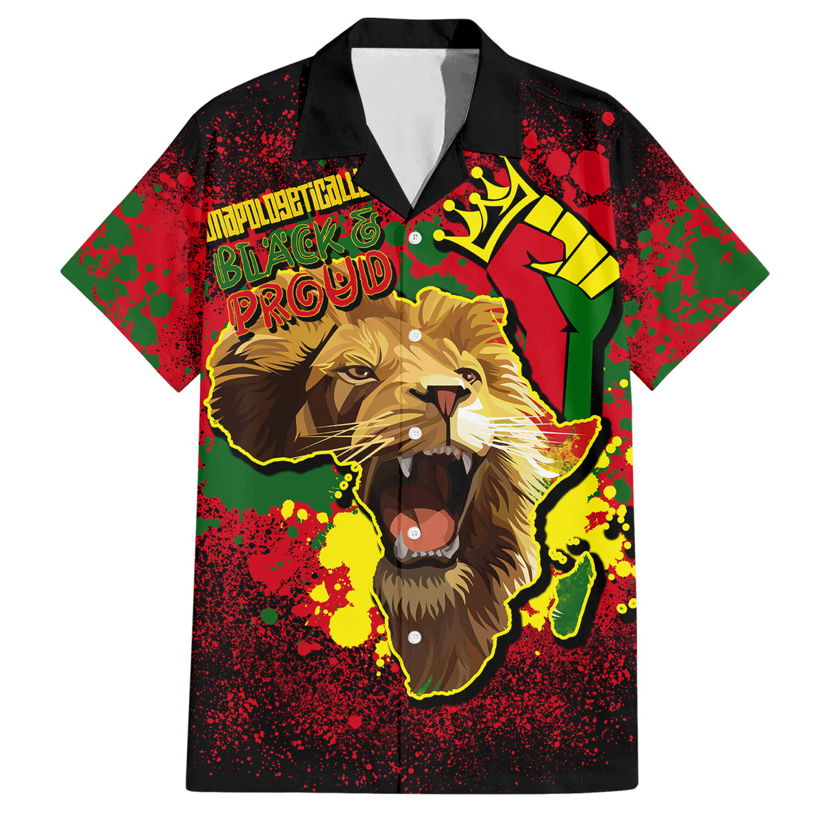 Unapologetically Black and Proud Hawaiian Shirt Africa Map with Lion - Wonder Print Shop