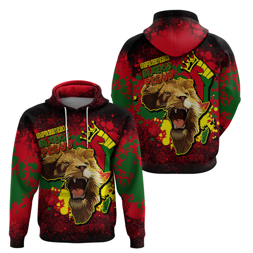 Unapologetically Black and Proud Hoodie Africa Map with Lion - Wonder Print Shop