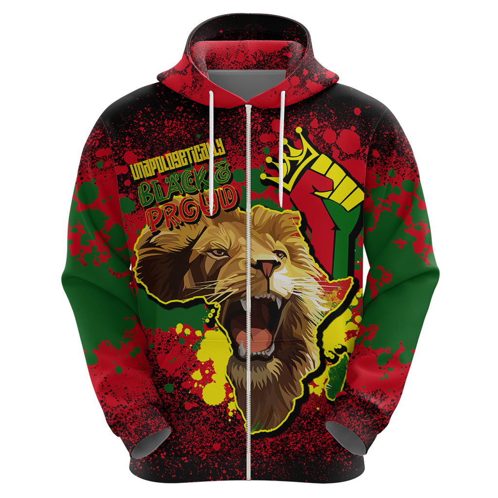 Unapologetically Black and Proud Hoodie Africa Map with Lion - Wonder Print Shop
