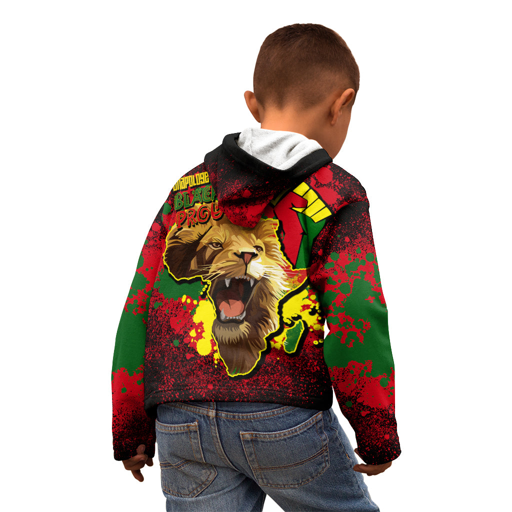 Unapologetically Black and Proud Kid Hoodie Africa Map with Lion - Wonder Print Shop