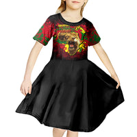 Unapologetically Black and Proud Kid Short Sleeve Dress Africa Map with Lion - Wonder Print Shop