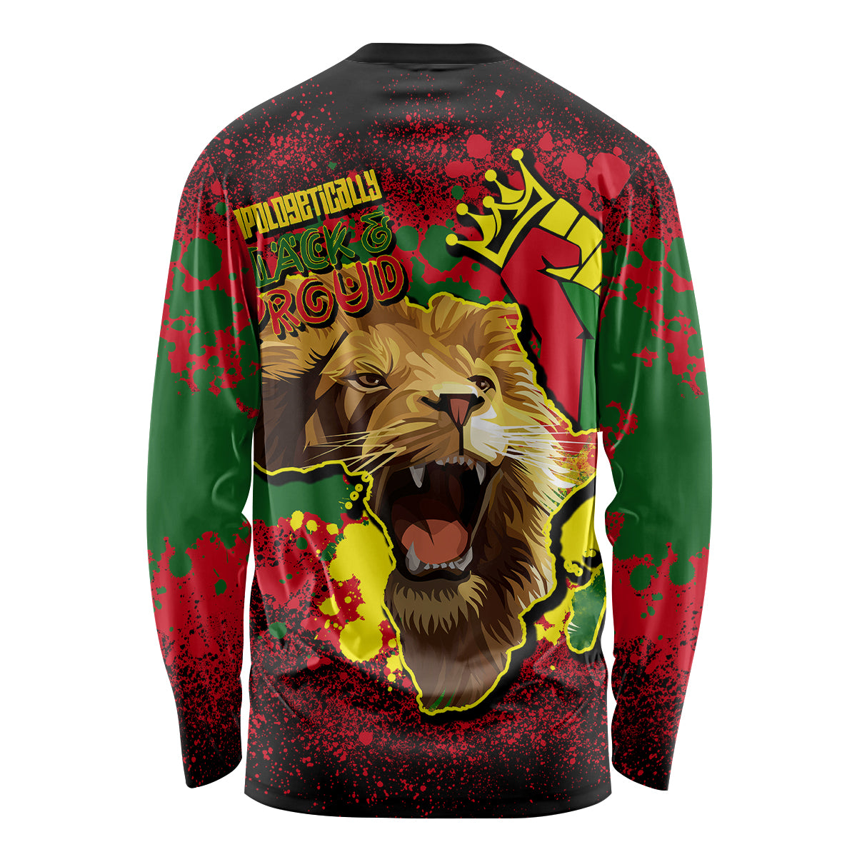 Unapologetically Black and Proud Long Sleeve Shirt Africa Map with Lion - Wonder Print Shop