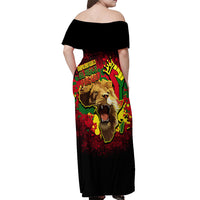Unapologetically Black and Proud Off Shoulder Maxi Dress Africa Map with Lion - Wonder Print Shop