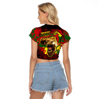 Unapologetically Black and Proud Raglan Cropped T Shirt Africa Map with Lion - Wonder Print Shop