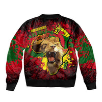 Unapologetically Black and Proud Sleeve Zip Bomber Jacket Africa Map with Lion - Wonder Print Shop