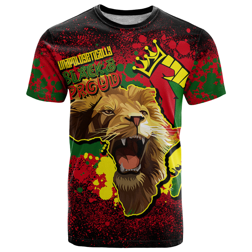 Unapologetically Black and Proud T Shirt Africa Map with Lion - Wonder Print Shop