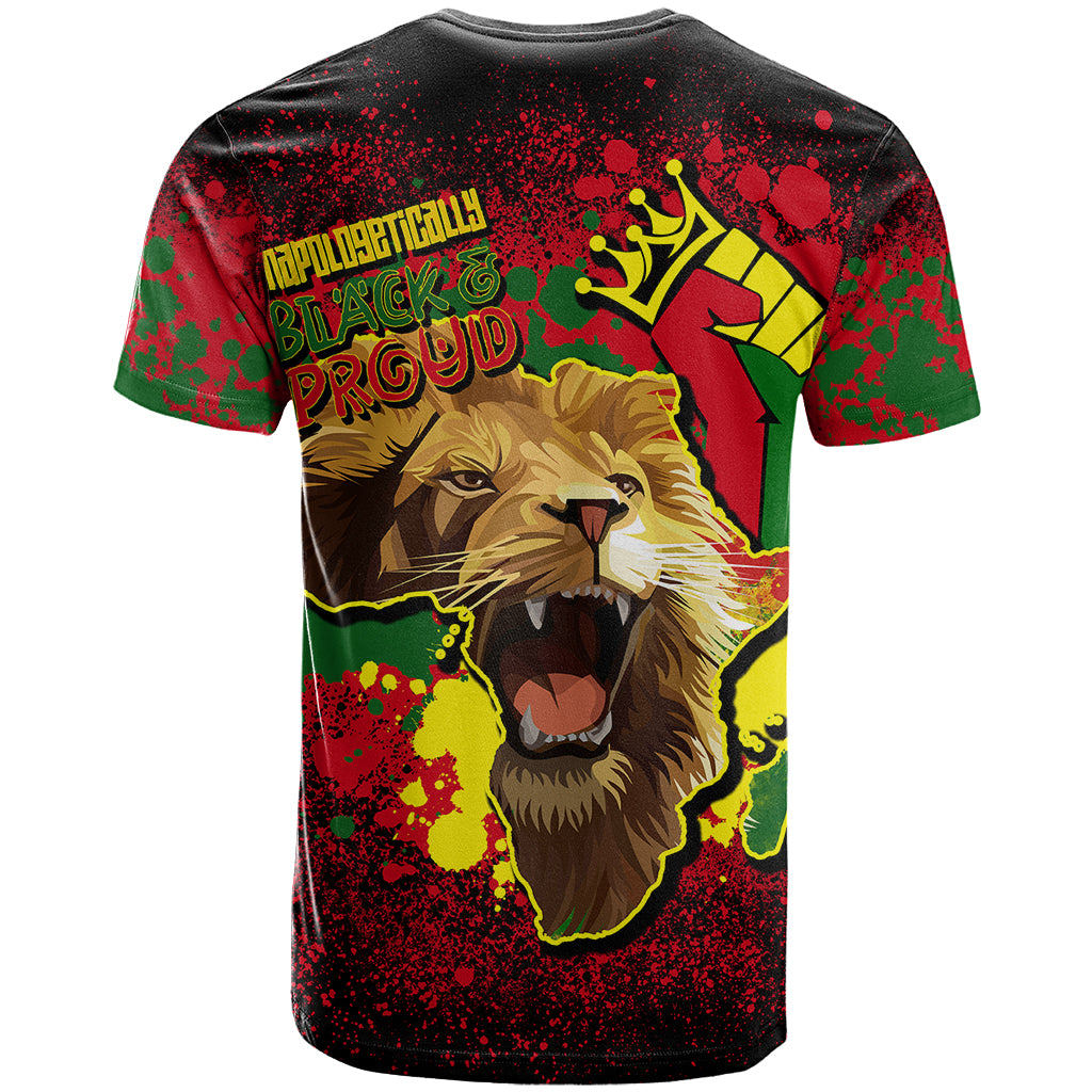 Unapologetically Black and Proud T Shirt Africa Map with Lion - Wonder Print Shop