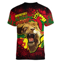 Unapologetically Black and Proud Women V Neck T Shirt Africa Map with Lion - Wonder Print Shop