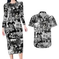 African Couples Matching Long Sleeve Bodycon Dress and Hawaiian Shirt Black Power Images - Wonder Print Shop