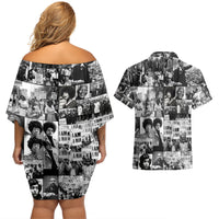 African Couples Matching Off Shoulder Short Dress and Hawaiian Shirt Black Power Images - Wonder Print Shop