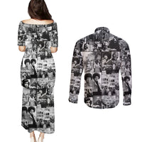 African Couples Matching Puletasi Dress and Long Sleeve Button Shirts Black Power Images - Wonder Print Shop