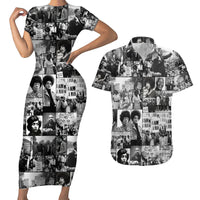 African Couples Matching Short Sleeve Bodycon Dress and Hawaiian Shirt Black Power Images - Wonder Print Shop