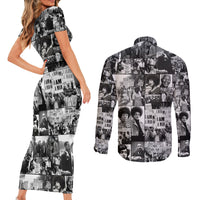 African Couples Matching Short Sleeve Bodycon Dress and Long Sleeve Button Shirts Black Power Images - Wonder Print Shop