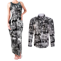 African Couples Matching Tank Maxi Dress and Long Sleeve Button Shirts Black Power Images - Wonder Print Shop