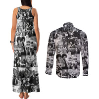 African Couples Matching Tank Maxi Dress and Long Sleeve Button Shirts Black Power Images - Wonder Print Shop