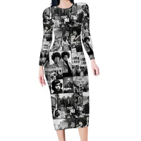 African Family Matching Long Sleeve Bodycon Dress and Hawaiian Shirt Black Power Images - Wonder Print Shop