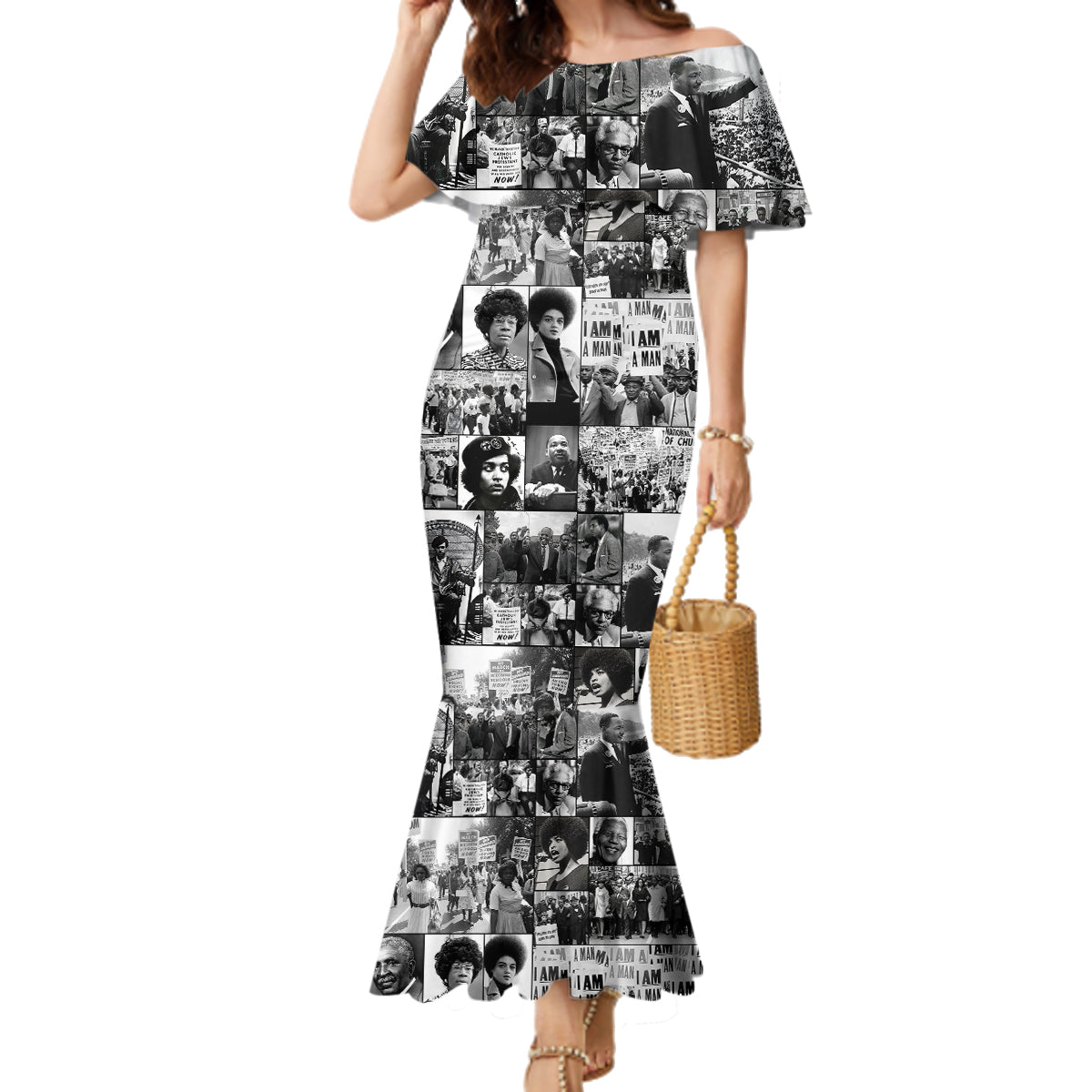 African Family Matching Mermaid Dress and Hawaiian Shirt Black Power Images - Wonder Print Shop