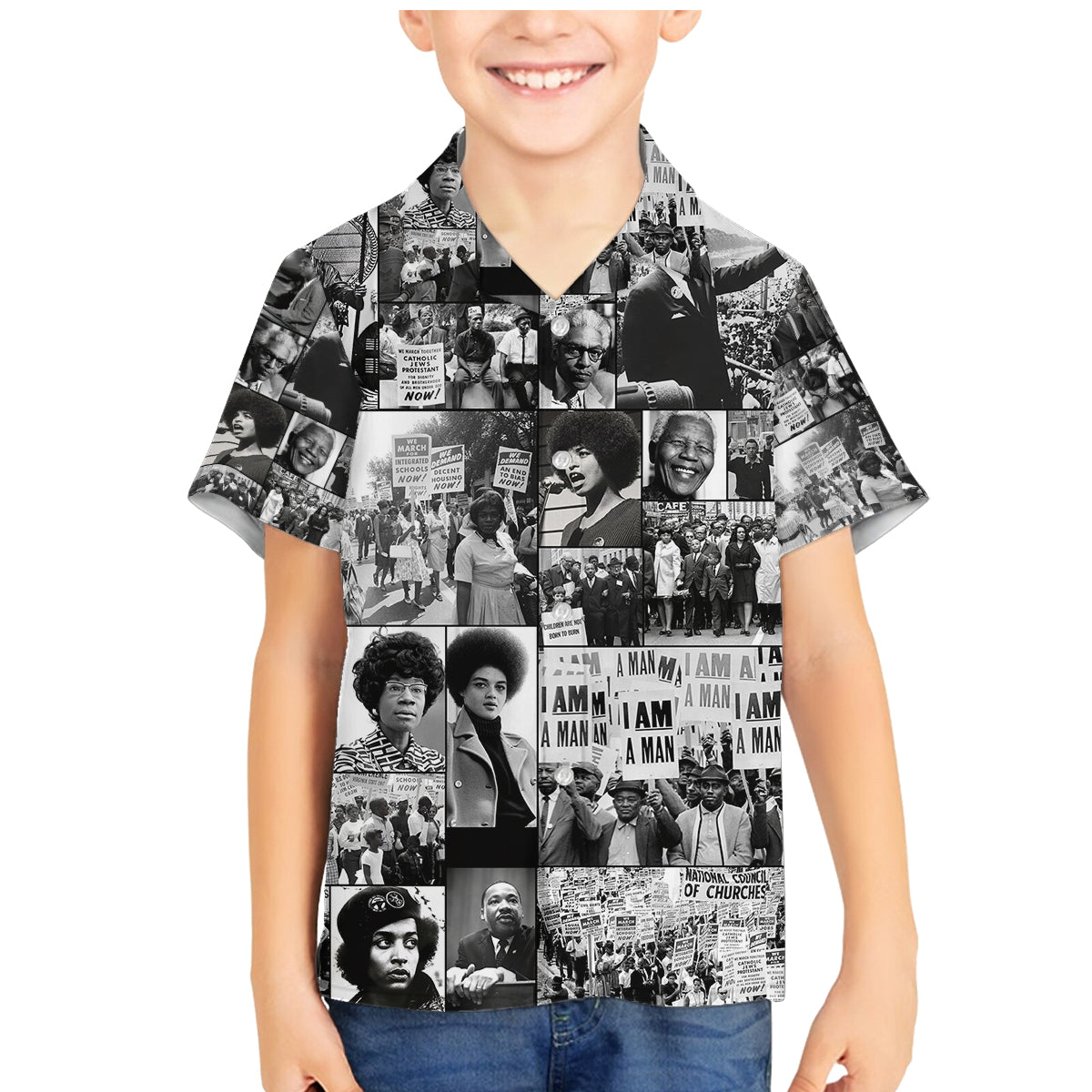 African Family Matching Mermaid Dress and Hawaiian Shirt Black Power Images - Wonder Print Shop