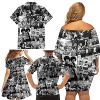 African Family Matching Off Shoulder Short Dress and Hawaiian Shirt Black Power Images - Wonder Print Shop