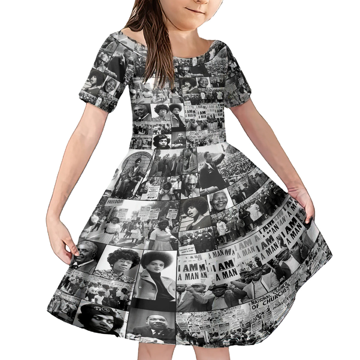 African Family Matching Short Sleeve Bodycon Dress and Hawaiian Shirt Black Power Images - Wonder Print Shop