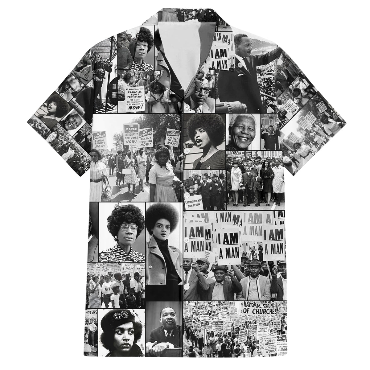 African Family Matching Short Sleeve Bodycon Dress and Hawaiian Shirt Black Power Images - Wonder Print Shop