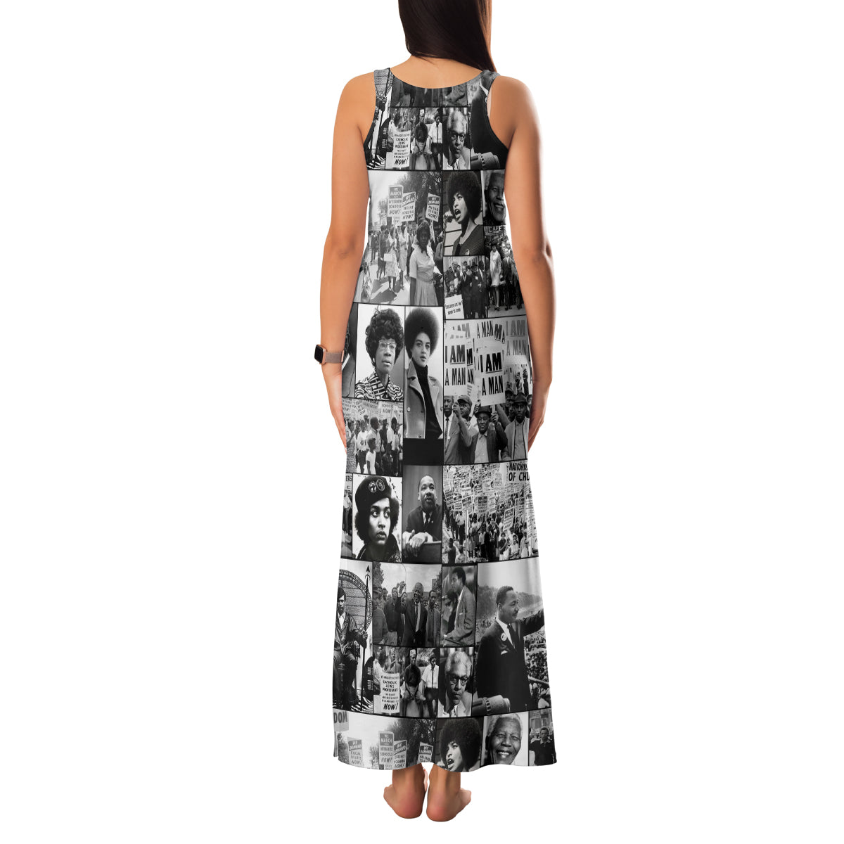 African Family Matching Tank Maxi Dress and Hawaiian Shirt Black Power Images - Wonder Print Shop