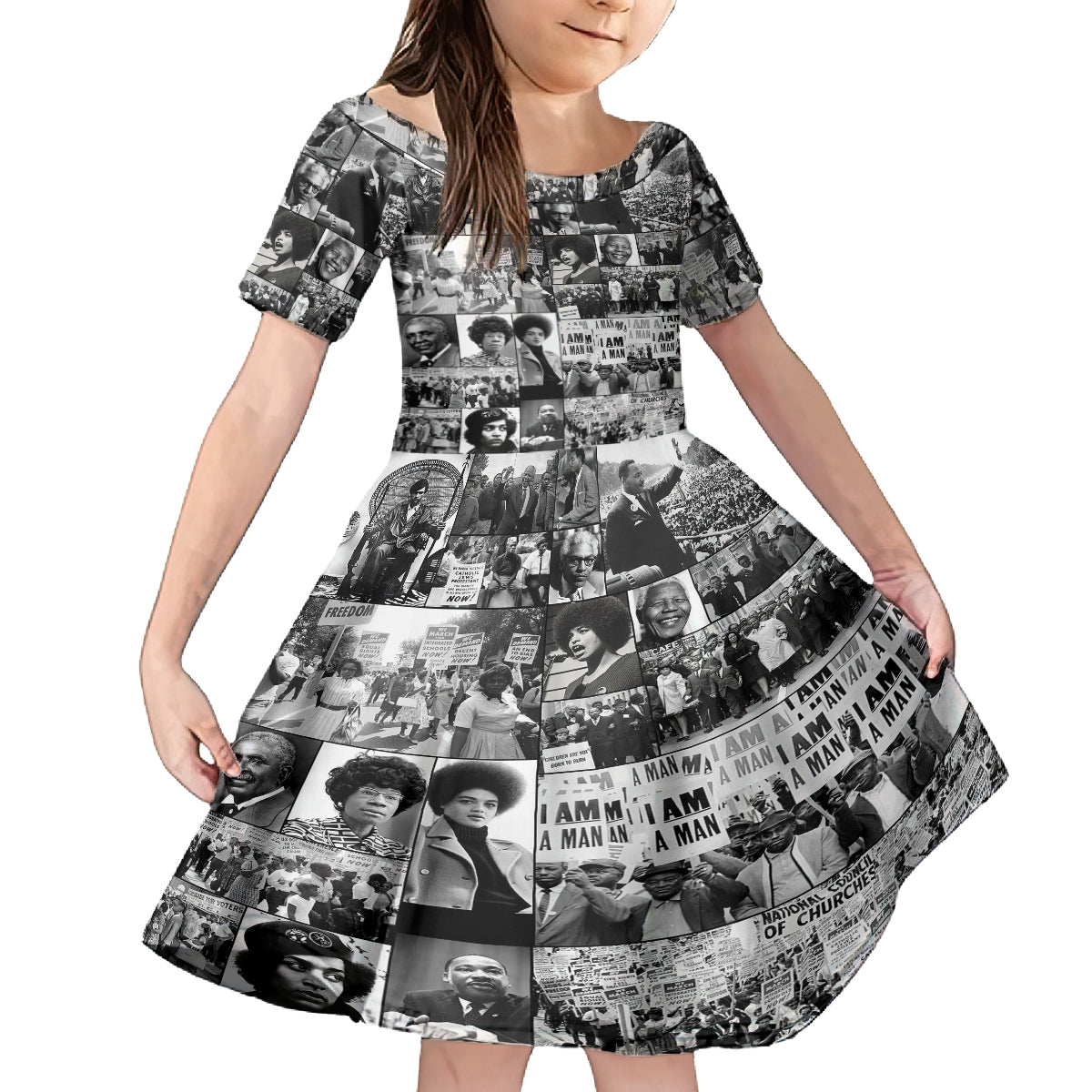 African Kid Short Sleeve Dress Black Power Images - Wonder Print Shop
