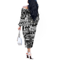 African Off The Shoulder Long Sleeve Dress Black Power Images - Wonder Print Shop