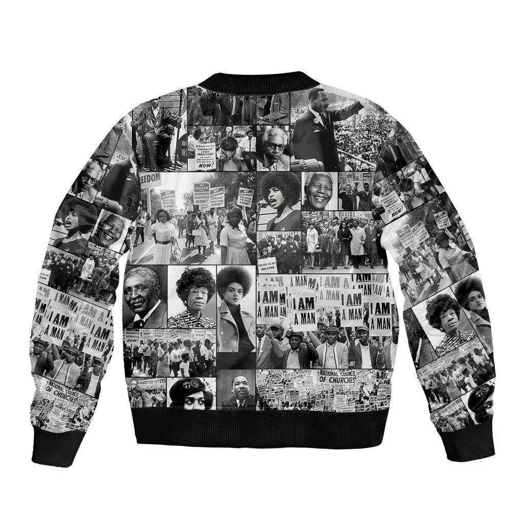 African Sleeve Zip Bomber Jacket Black Power Images - Wonder Print Shop
