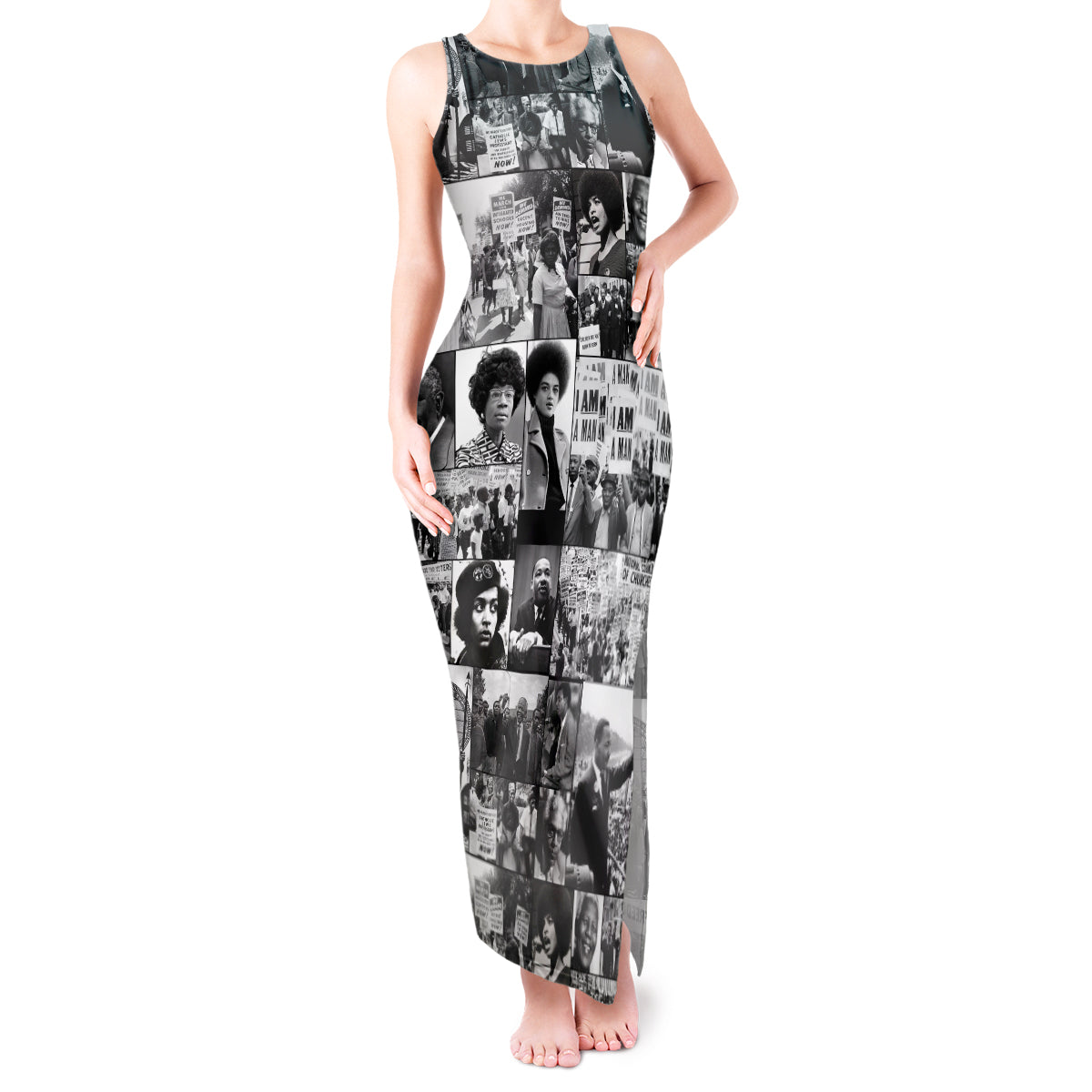 African Tank Maxi Dress Black Power Images - Wonder Print Shop