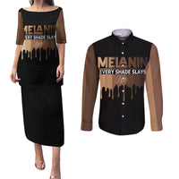 Every Shade Slays Melanin Couples Matching Puletasi Dress and Long Sleeve Button Shirts African Signature - Wonder Print Shop