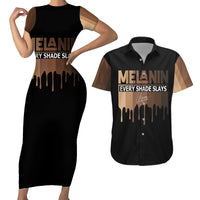 Every Shade Slays Melanin Couples Matching Short Sleeve Bodycon Dress and Hawaiian Shirt African Signature - Wonder Print Shop