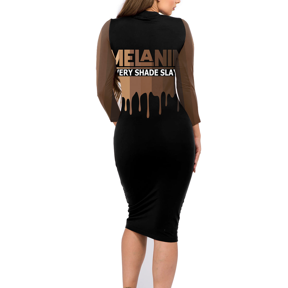 Every Shade Slays Melanin Family Matching Long Sleeve Bodycon Dress and Hawaiian Shirt African Signature - Wonder Print Shop