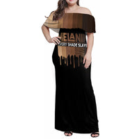 Every Shade Slays Melanin Family Matching Off Shoulder Maxi Dress and Hawaiian Shirt African Signature - Wonder Print Shop