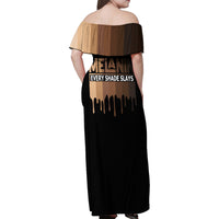 Every Shade Slays Melanin Family Matching Off Shoulder Maxi Dress and Hawaiian Shirt African Signature - Wonder Print Shop